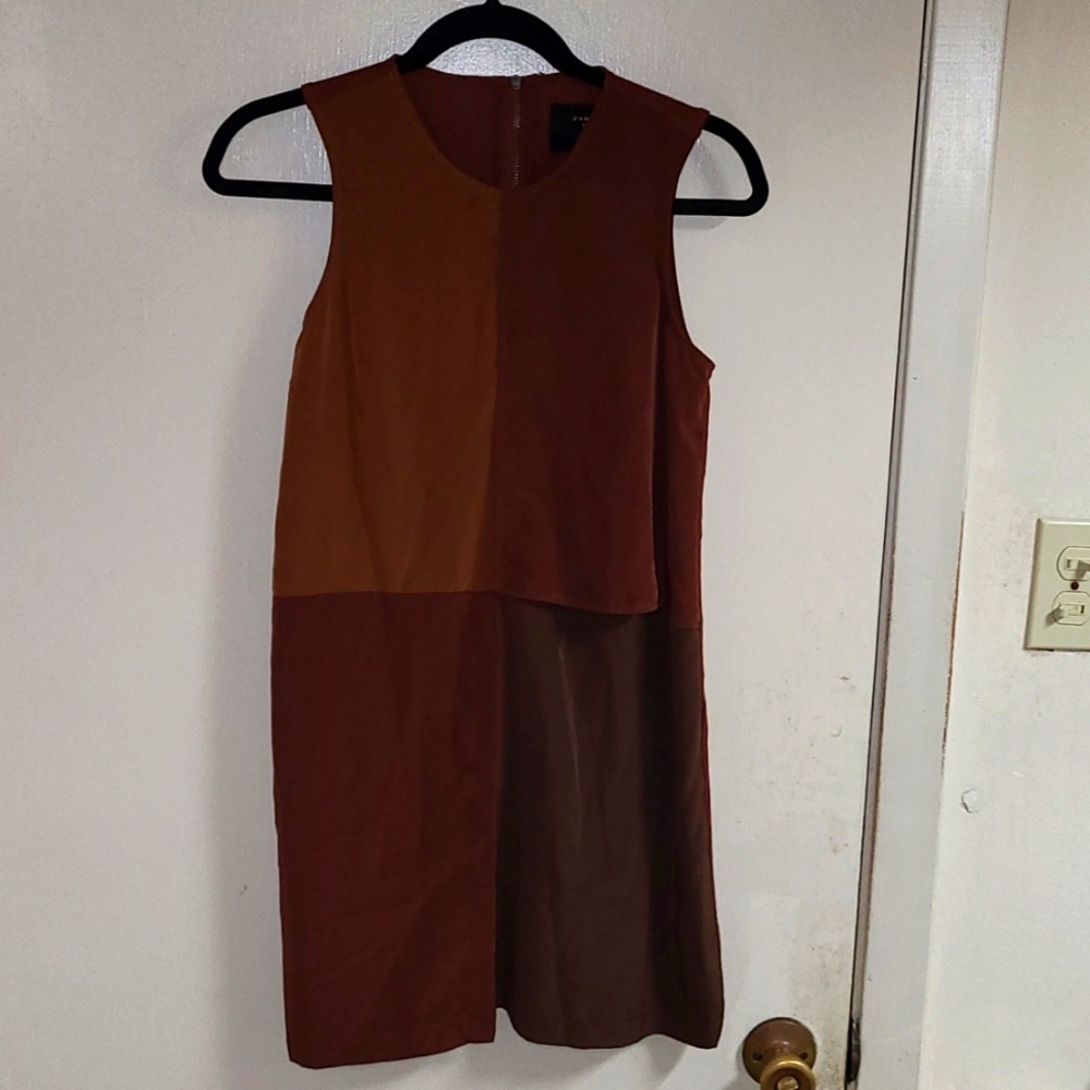 Zara Sleeveless Basic T-Shirt Color Block Dress - image 1